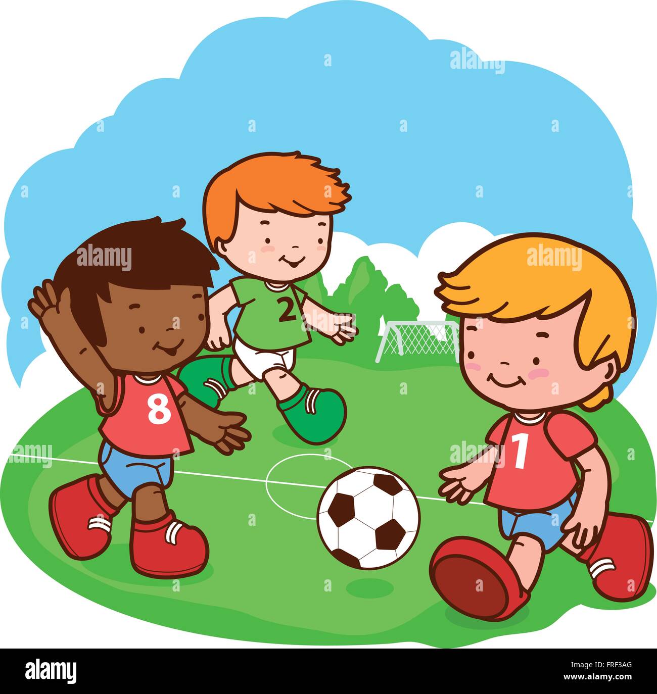 kids playing soccer clipart