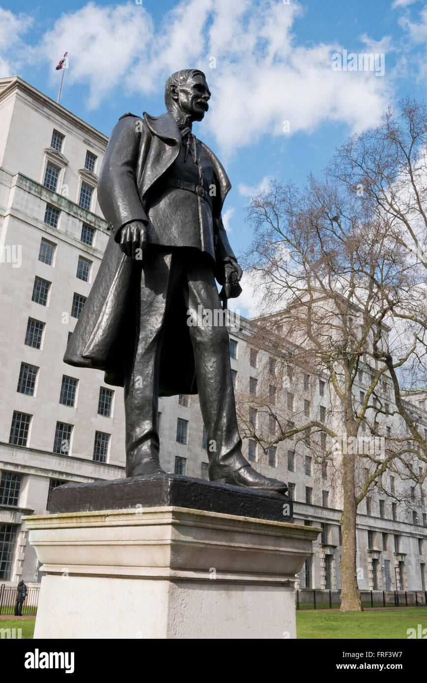 Statue of Air Marshal Lord Hugh Montague Trenchard founder of the Royal Air Force (RAF), London, United Kingdom. Stock Photo