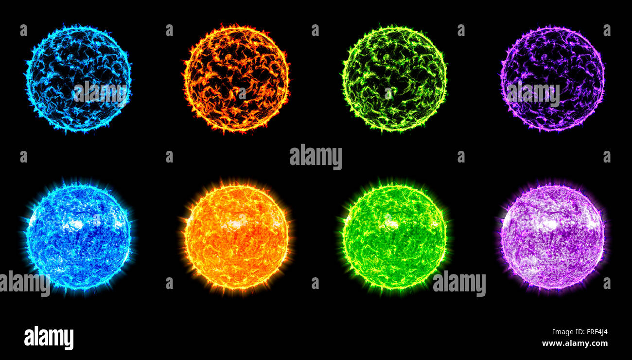 Fire ball star  collection on black background isolated illustration Stock Photo