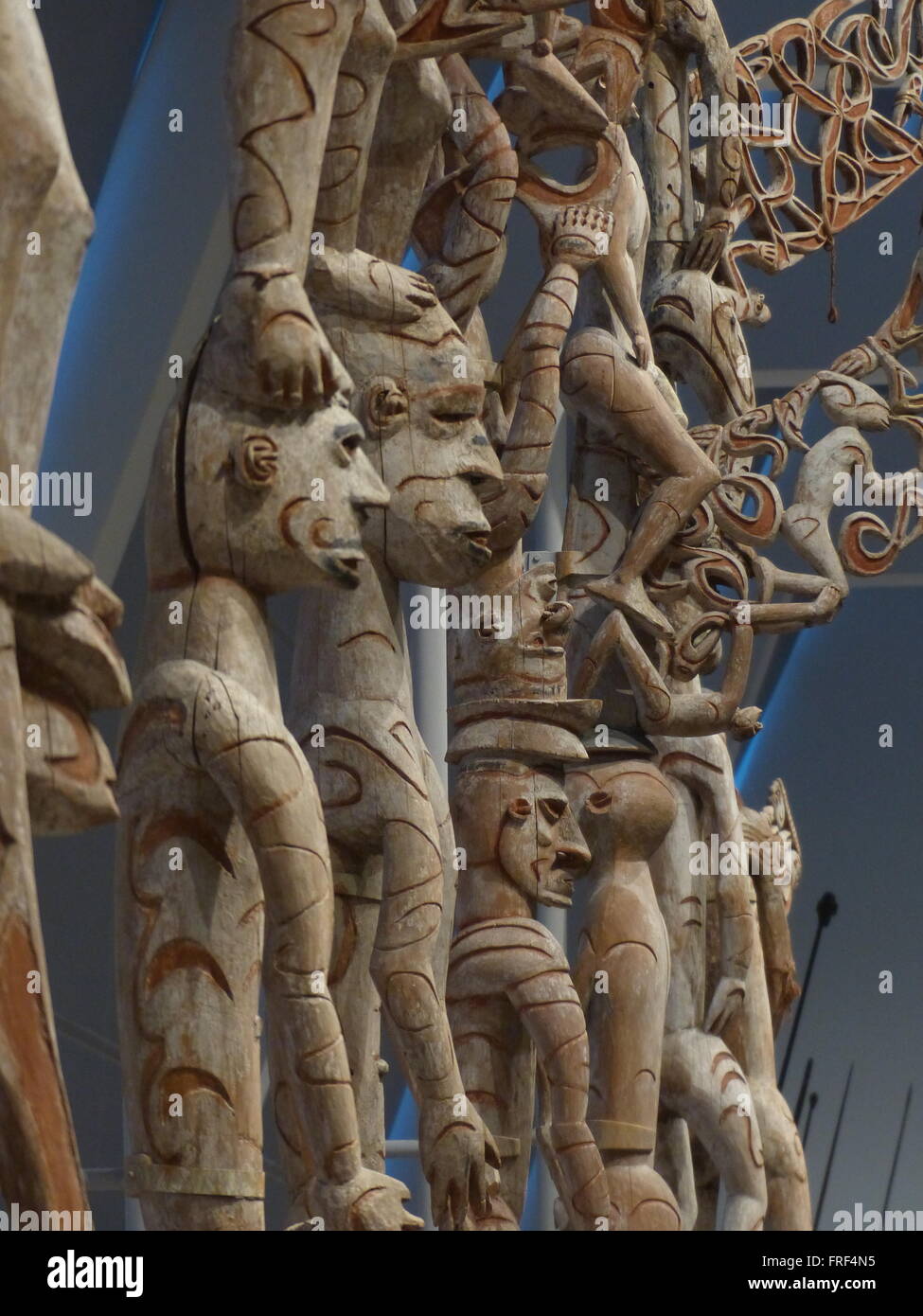 Wooden statues on display Stock Photo Alamy