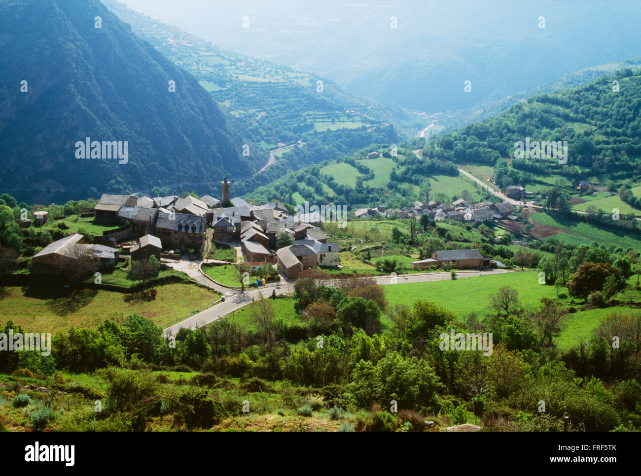 Alpine Village And Valley In Switzerland Stock Photo - Alamy