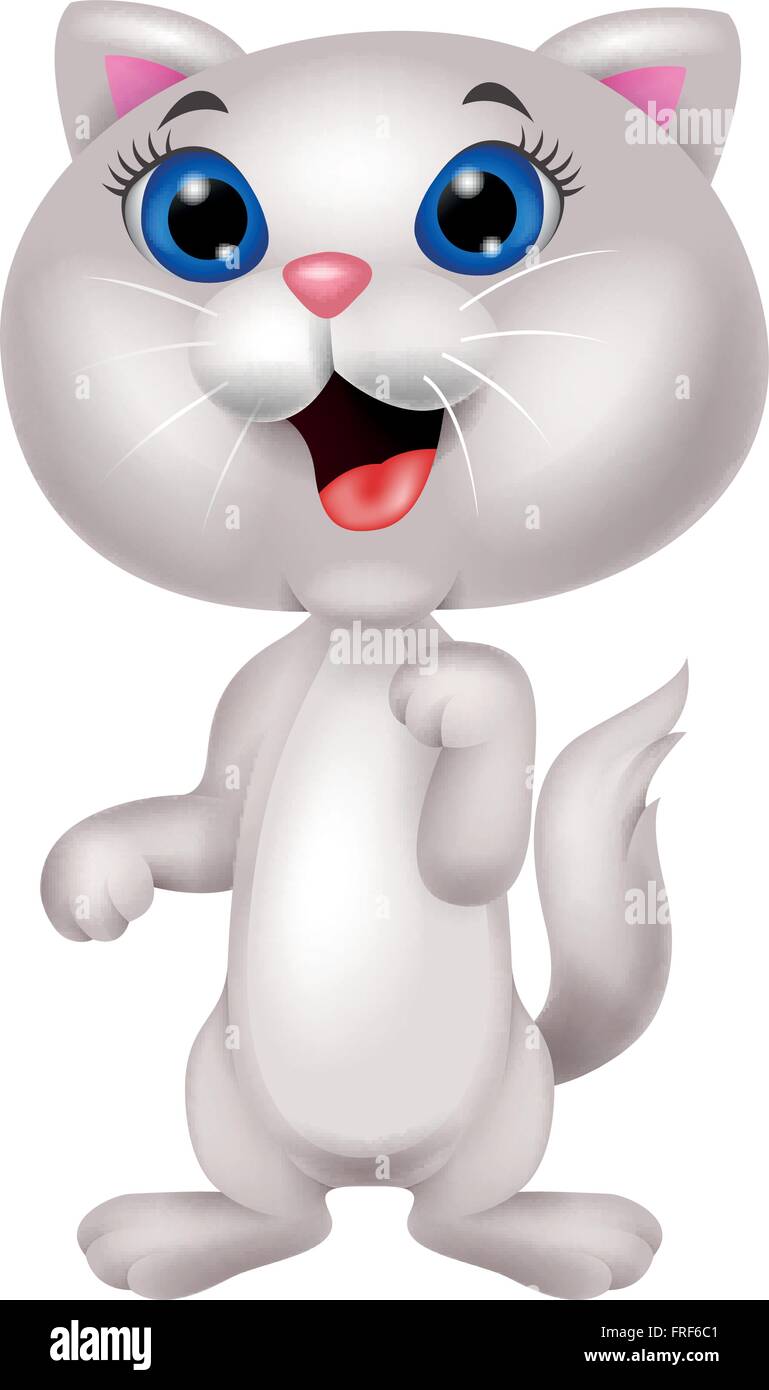 Cute white cat cartoon Stock Vector Image & Art Alamy