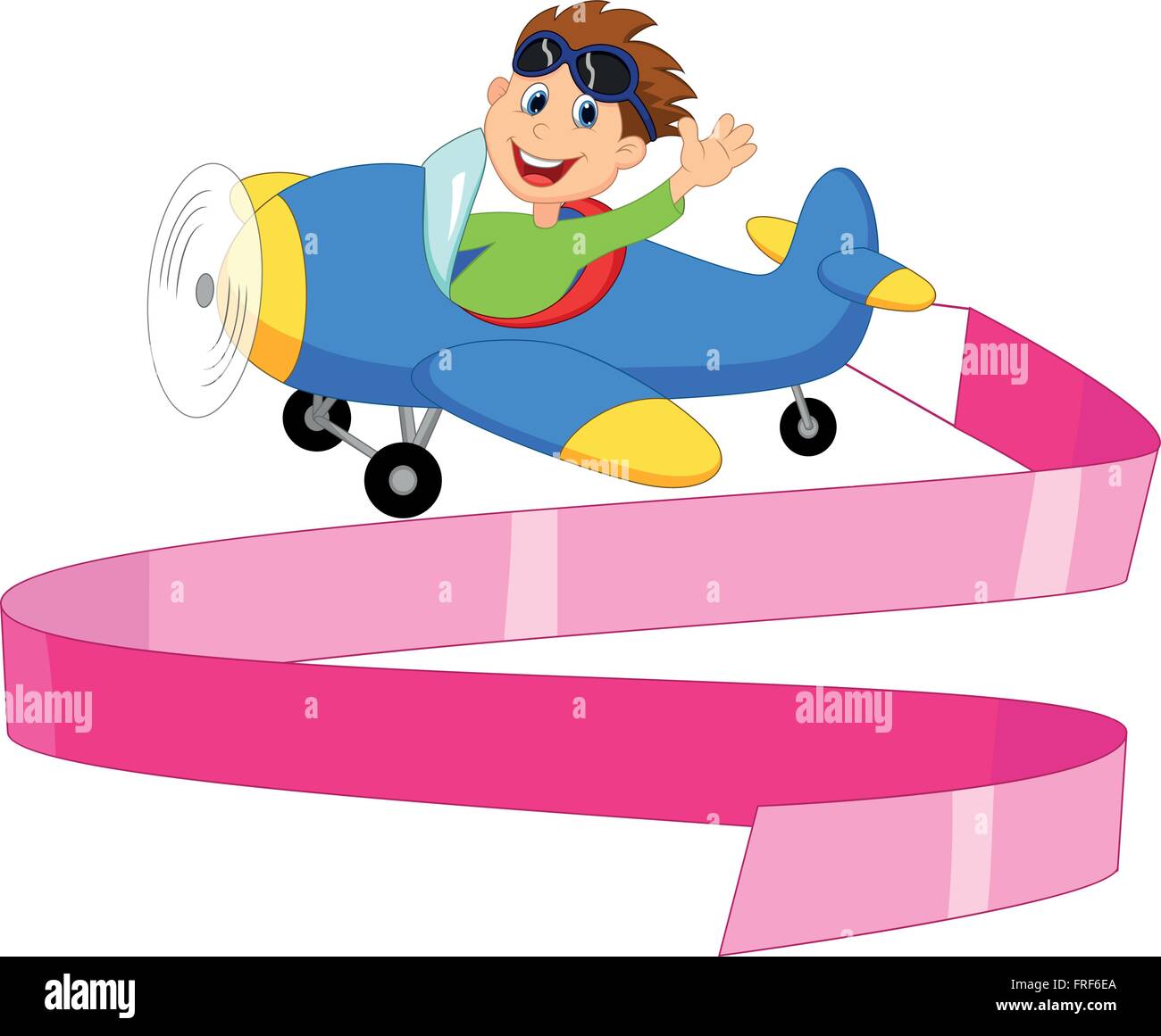 Little Boy Operating a Plane with blank sign Stock Vector Image & Art ...