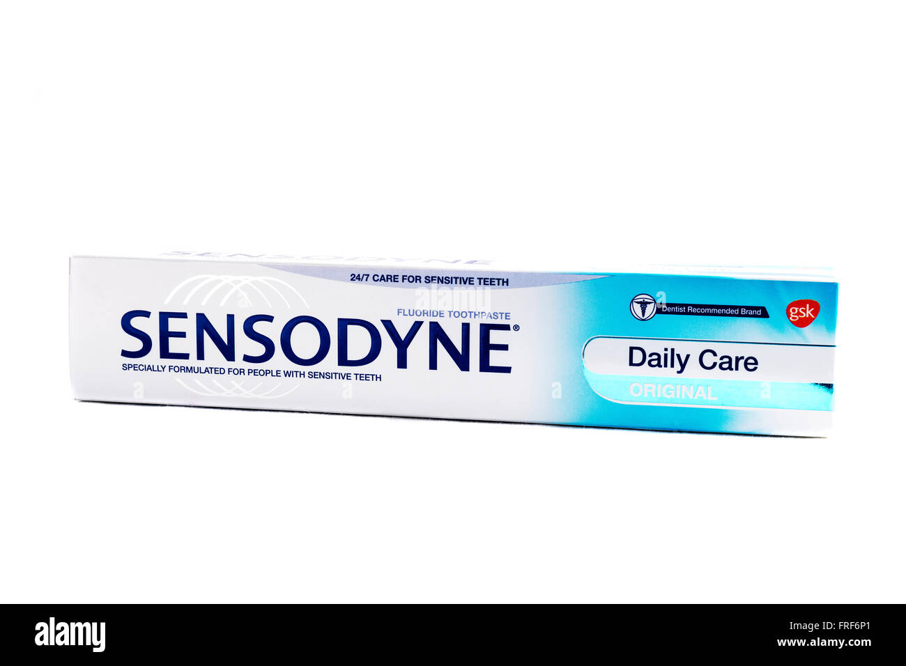 Sensodyne toothpaste for sensitive teeth box dental care product logo