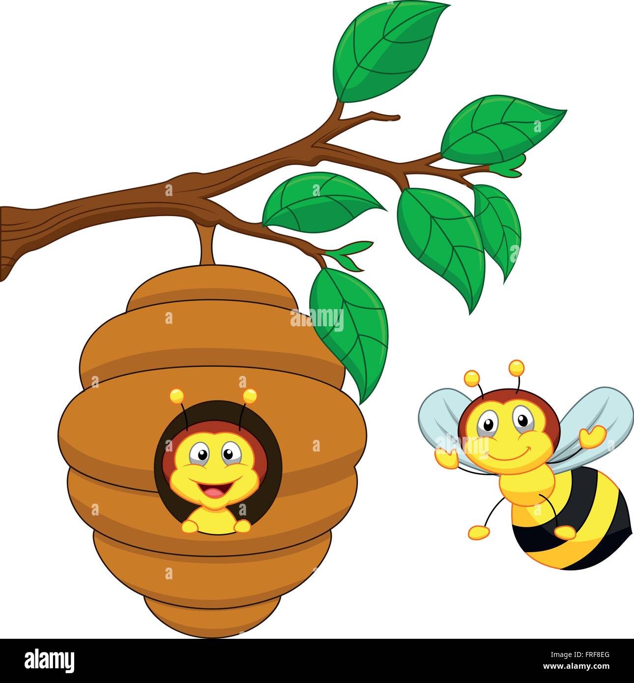 Illustration of a honey bee and comb Stock Vector
