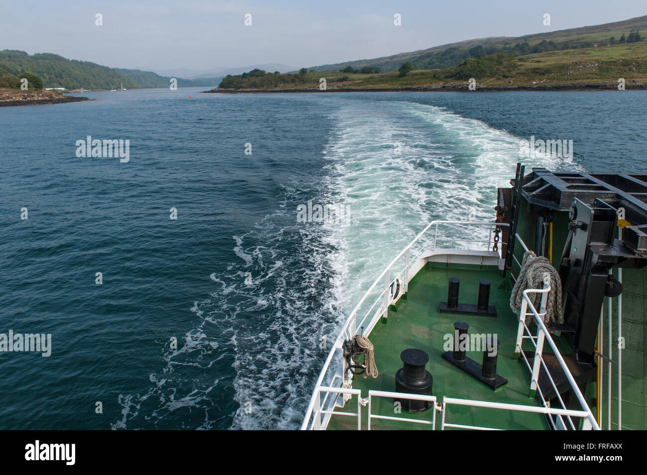 Ferry leaving Lochaline for the Isle of Mull Stock Photo