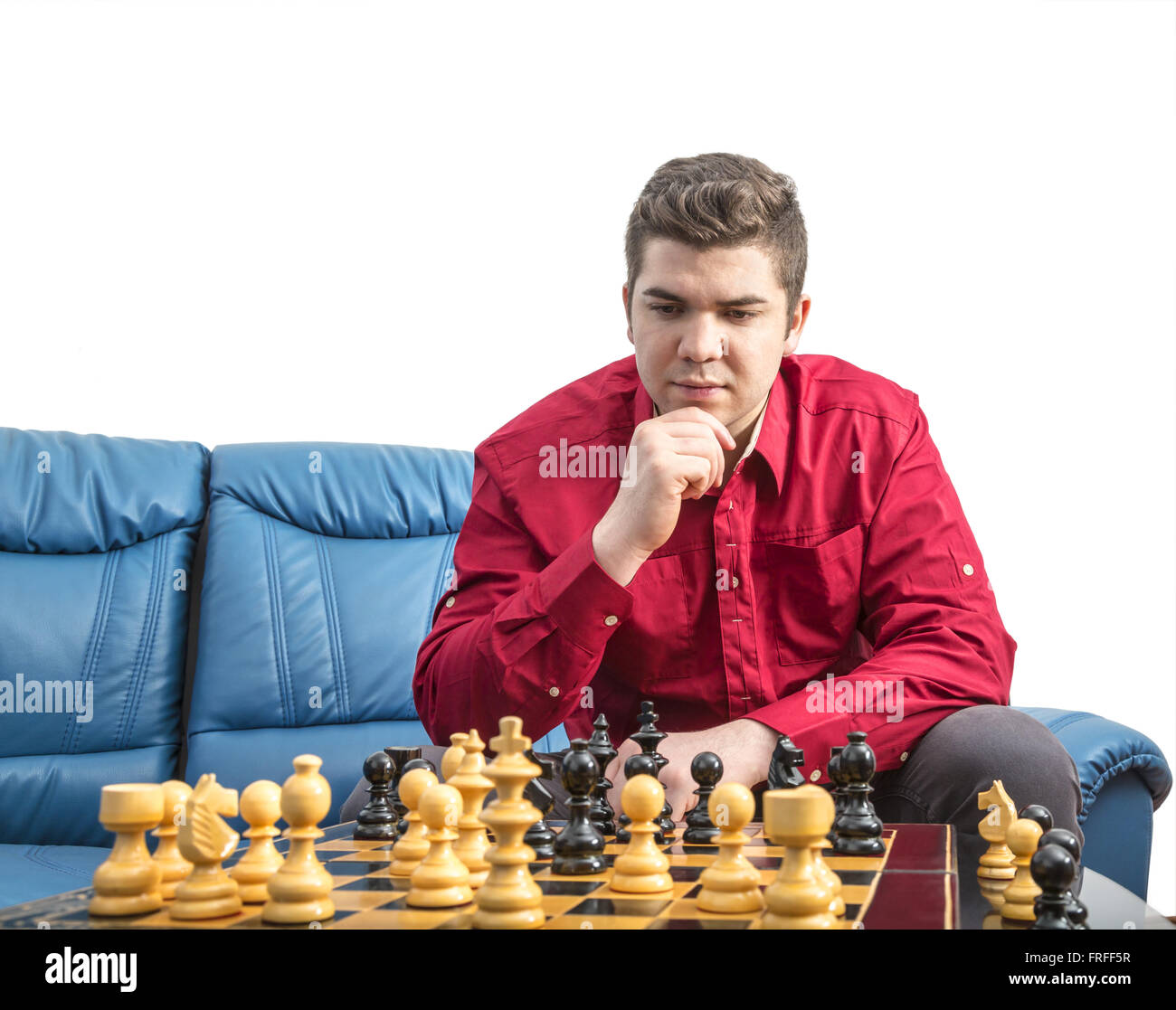 Man playing chess against computer - Stock Image - Everypixel