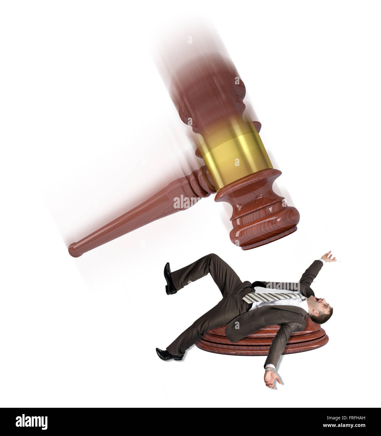 Inscribed gavel hitting businessman Stock Photo Alamy