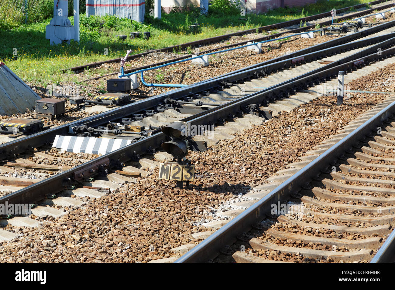 railway shunting arrows and traffic light Stock Photo - Alamy