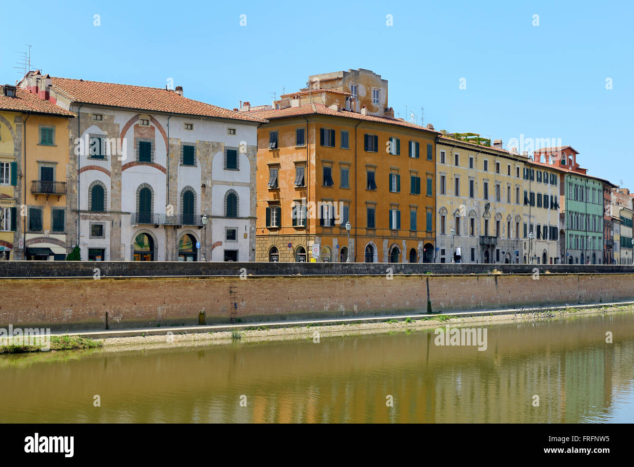 River Arno looking towards Lungarno Gambacorti, Pisa, Toscana, Tuscany, Italy, Europe Stock Photo