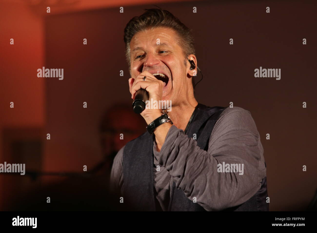 Singer Hartmut Engler of the German pop band Pur performs on stage on ...
