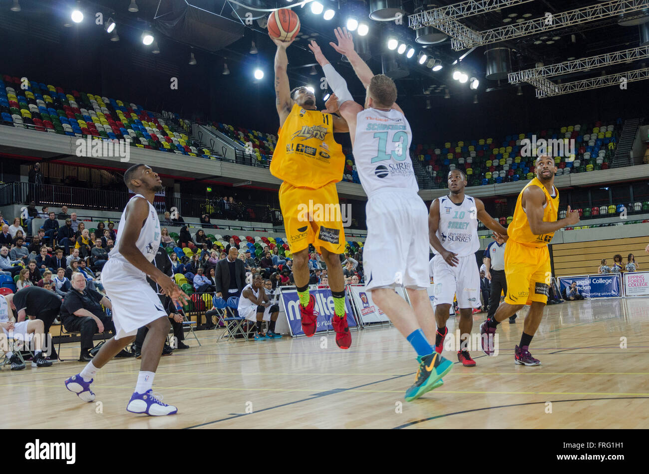 London, UK. 22 March 2016 London Lions took on Surrey Scorchers at the Copperbox in London.  London Lions came out victorious. Credit:  Ilyas Ayub/ Alamy Live News Stock Photo