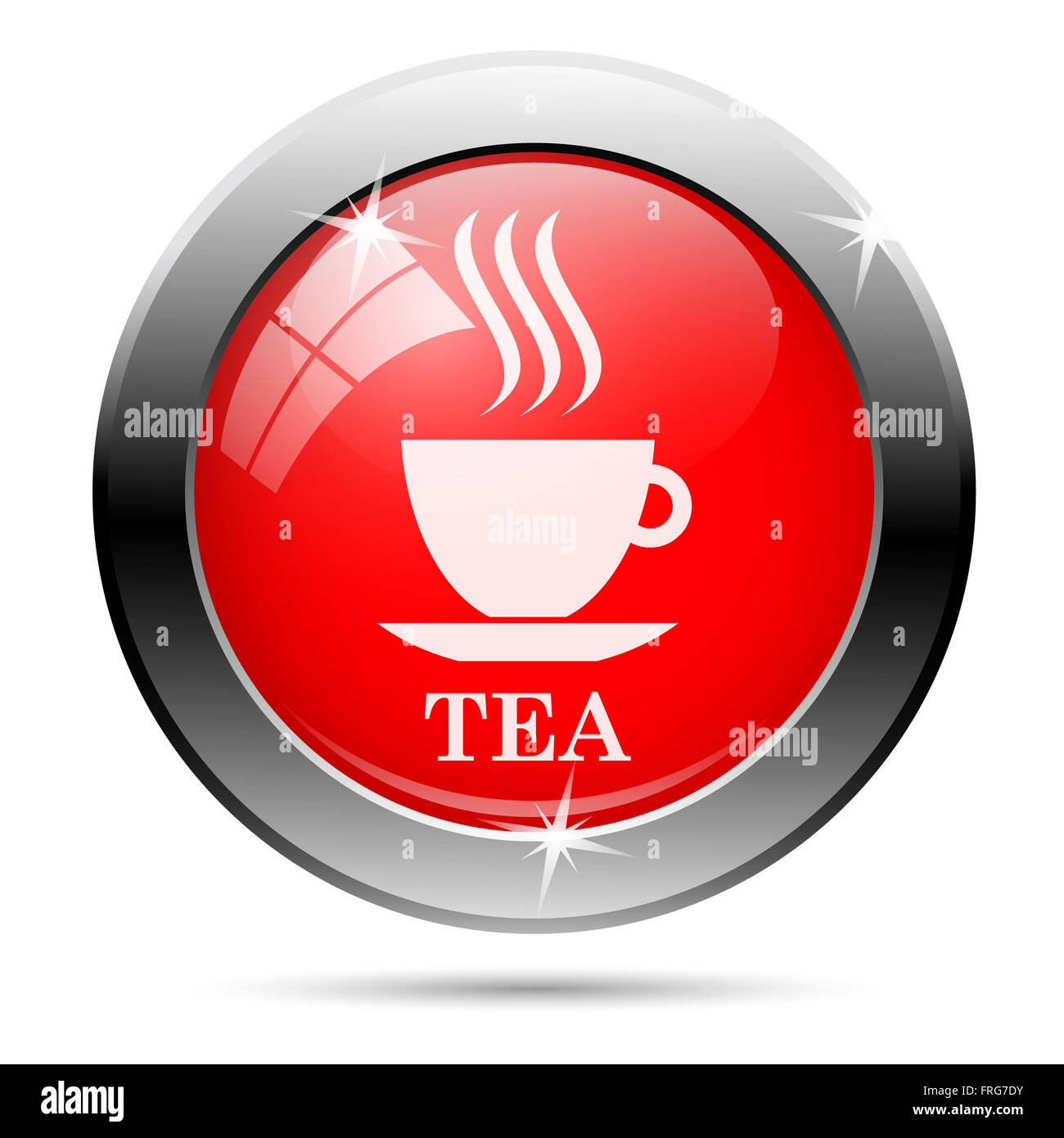 Tea cup icon with white on red background Stock Photo - Alamy