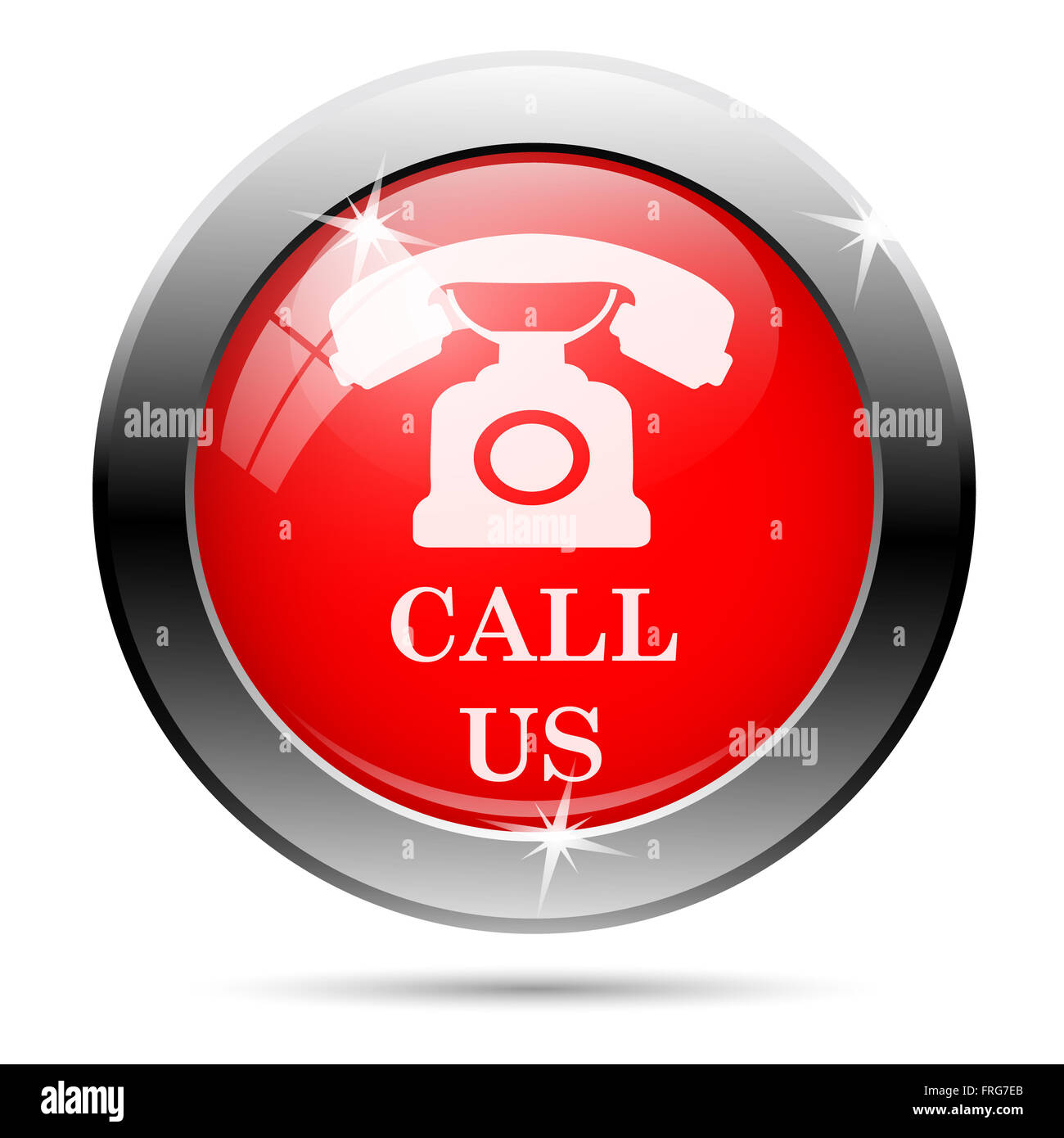 call us icon with white on red background Stock Photo - Alamy
