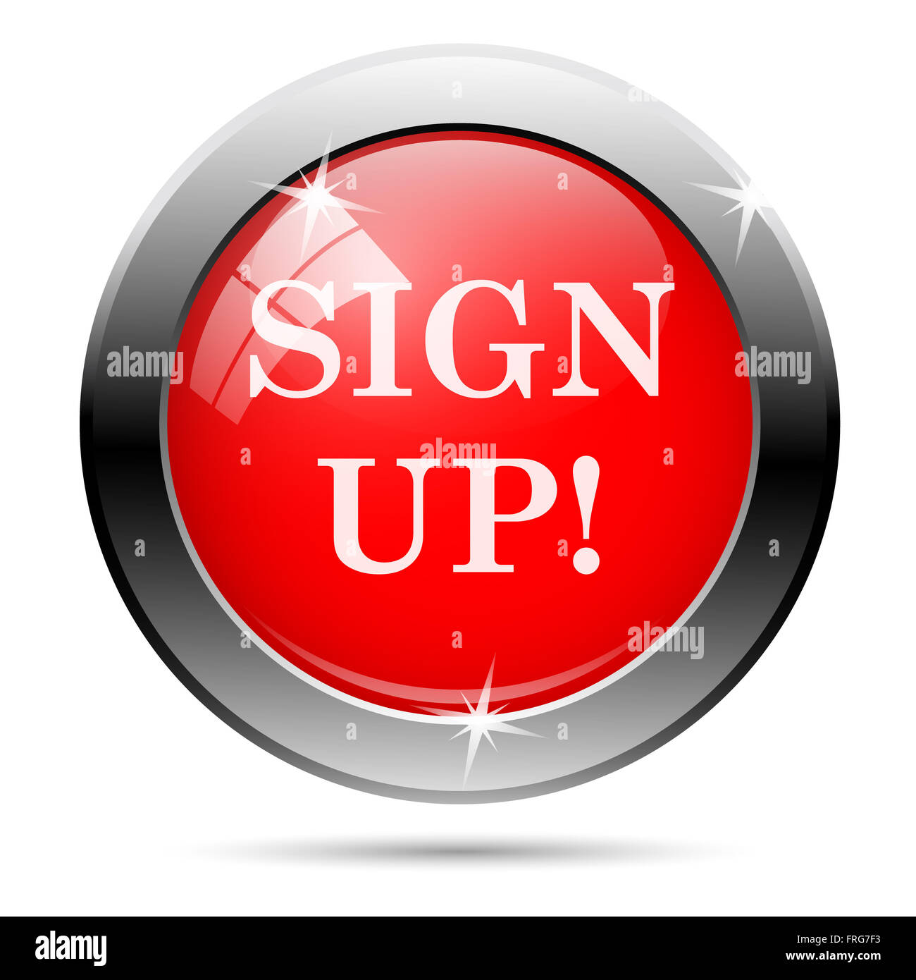 Sign up icon with white on red background Stock Photo - Alamy