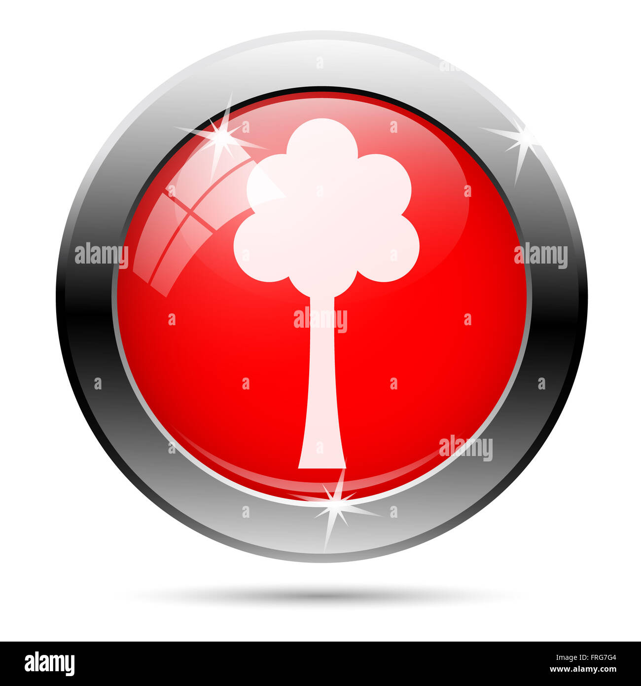 Tree icon with white on red background Stock Photo - Alamy