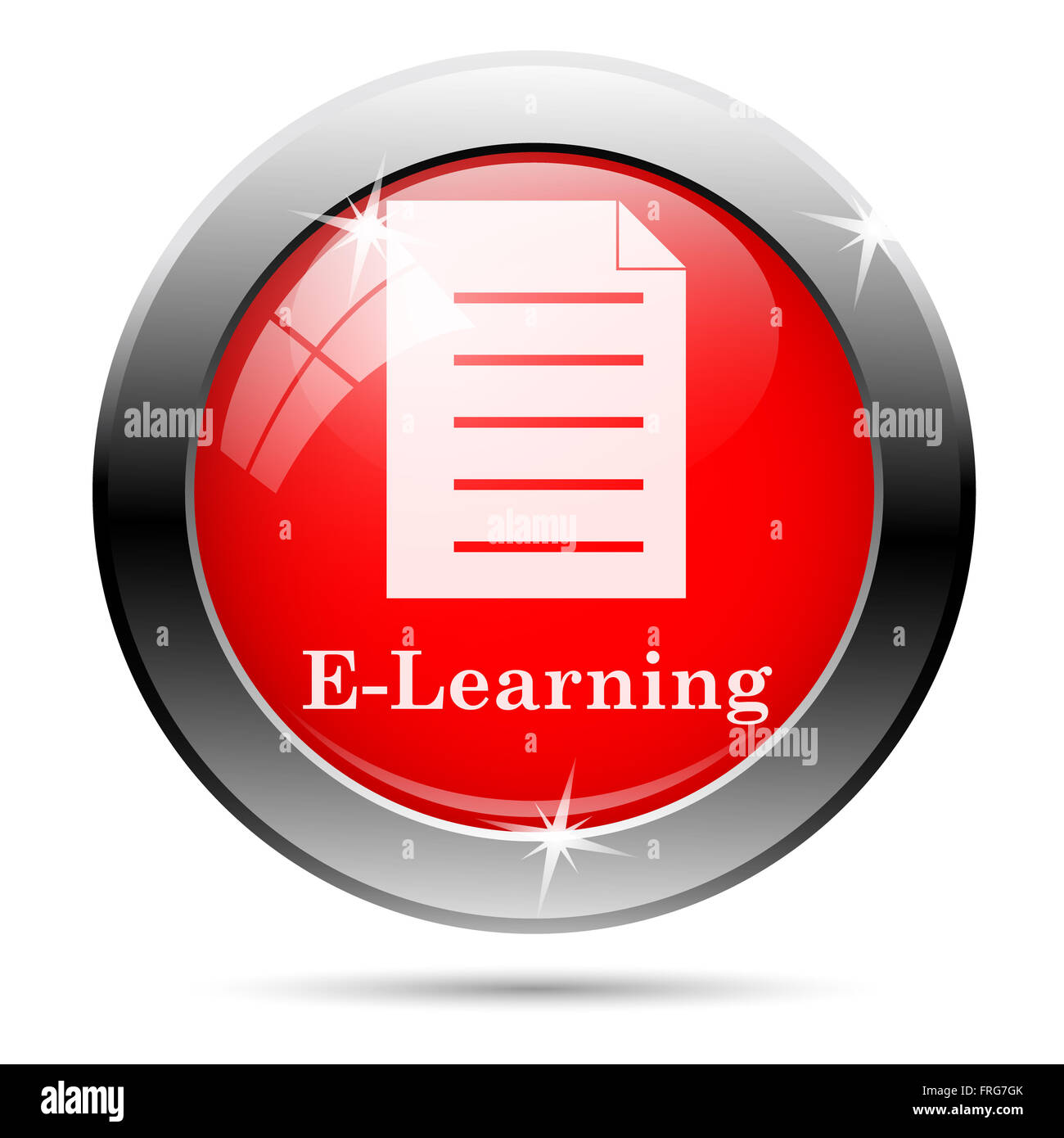 E-learning icon with white on red background Stock Photo - Alamy