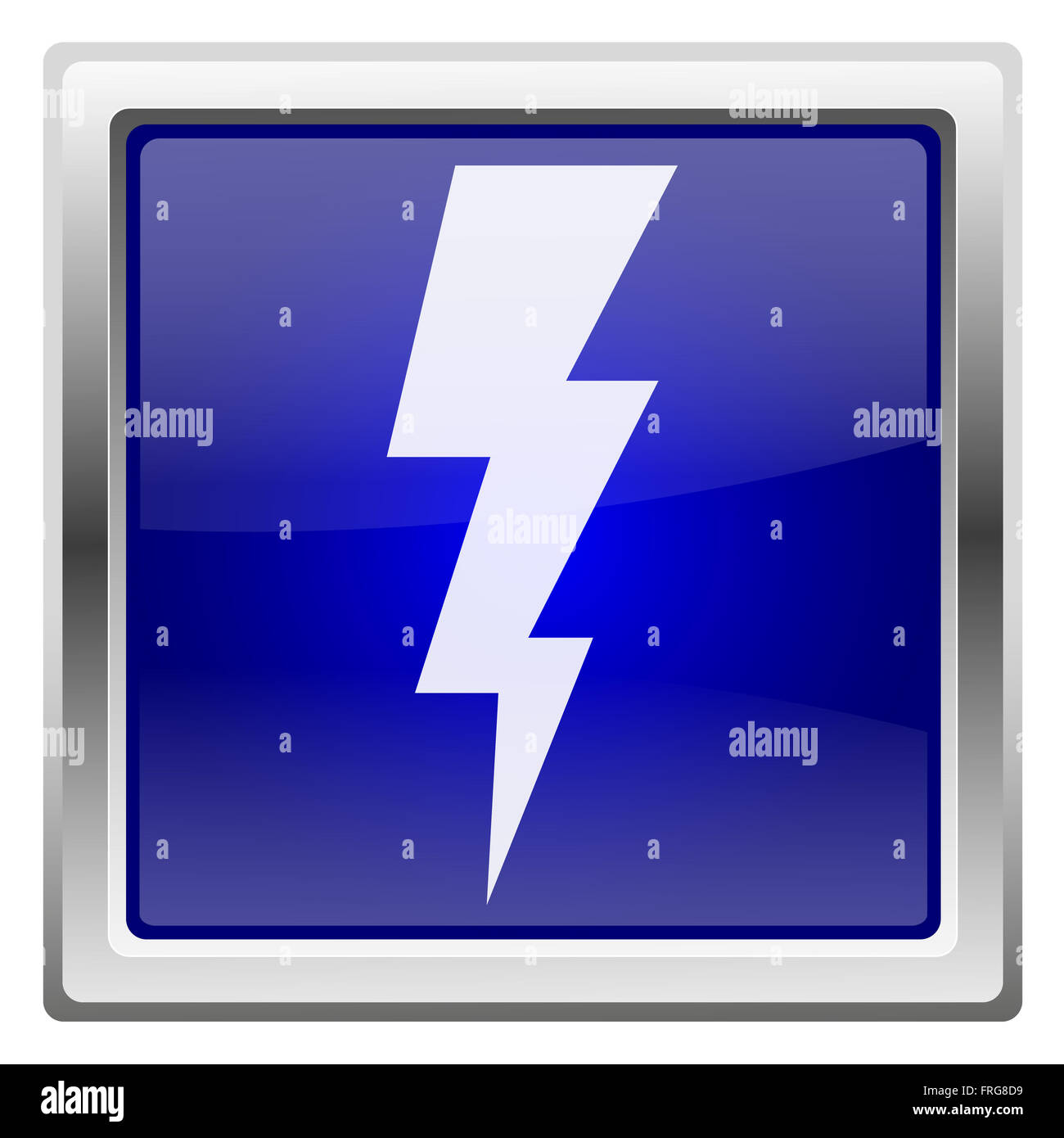 Metallic shiny icon with white design on blue background Stock Photo
