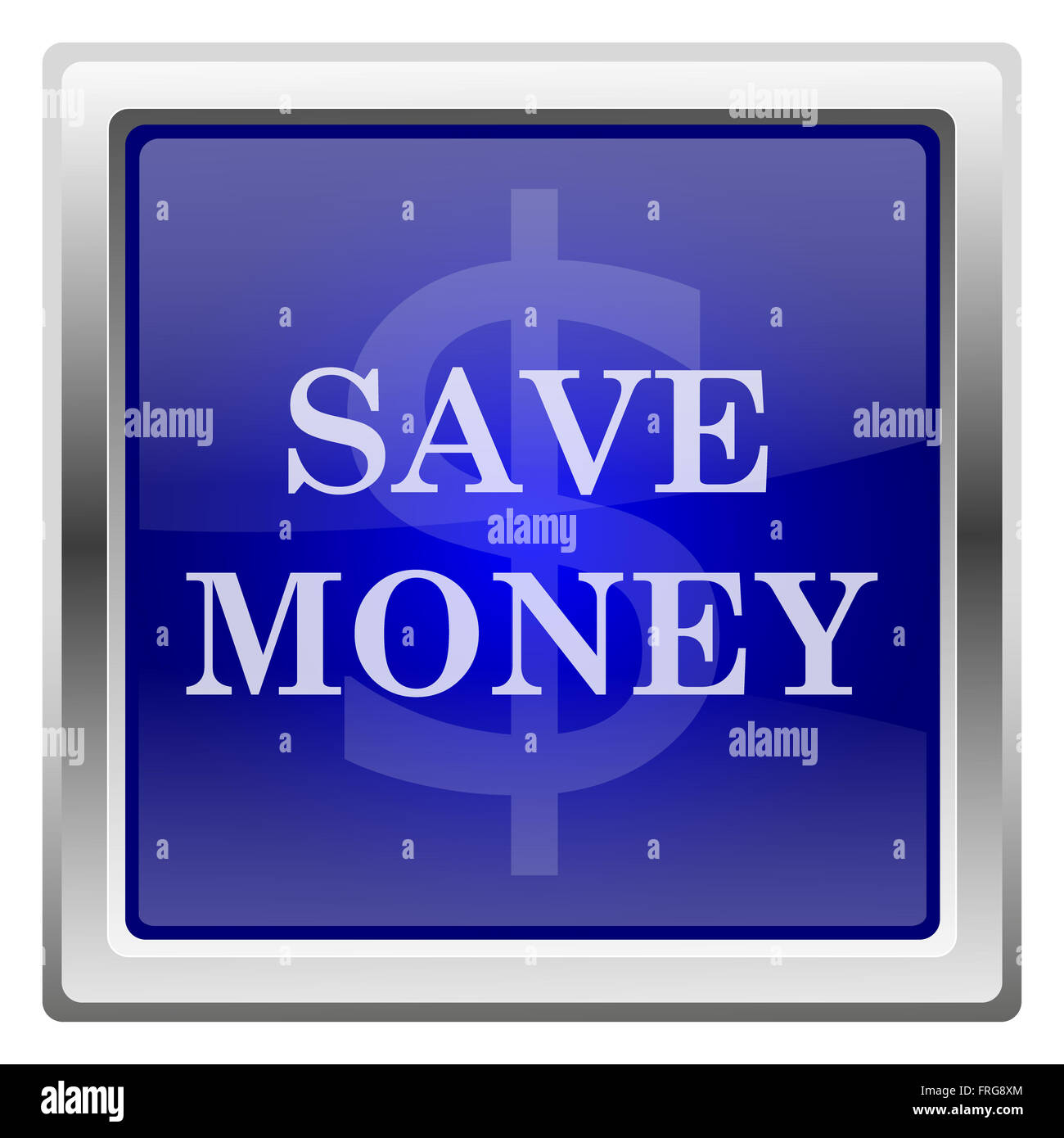 Metallic shiny icon with white design on blue background Stock Photo ...