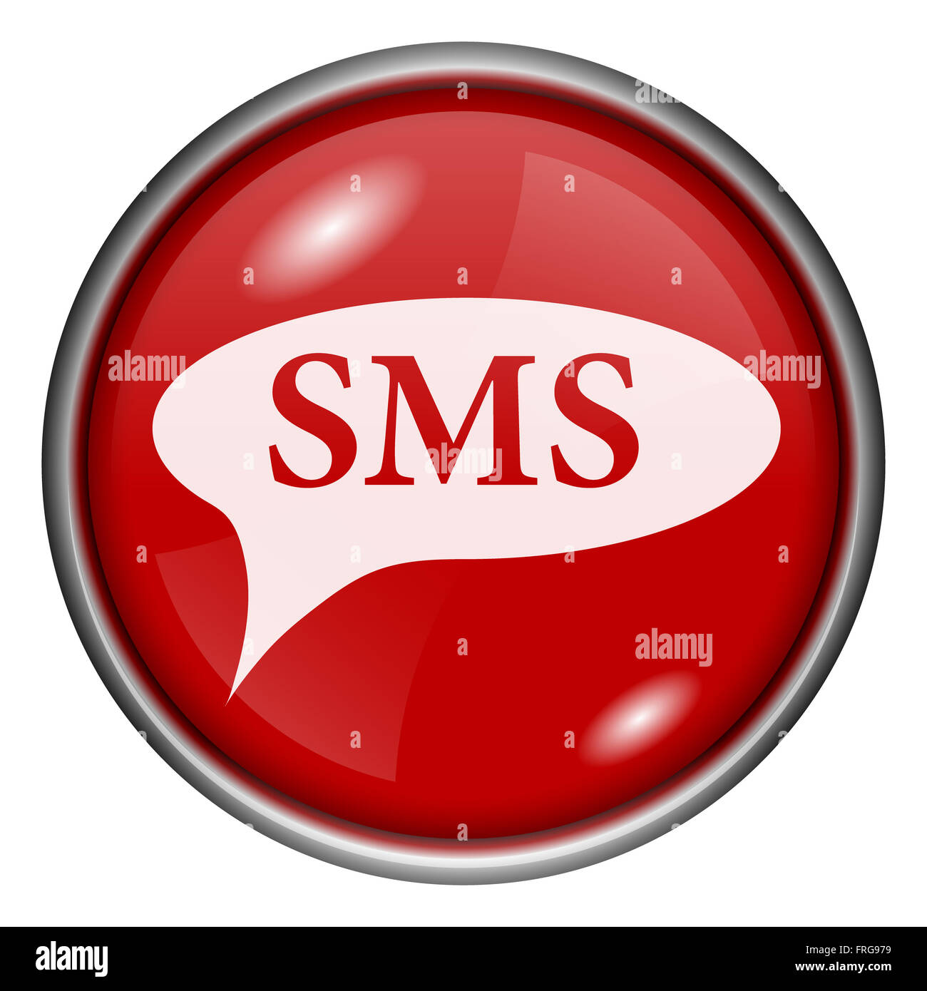 Red round glossy icon with white design on red background Stock Photo ...
