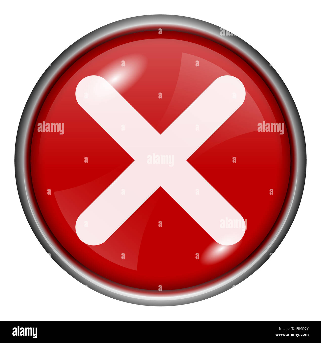 Red round glossy icon with white design on red background Stock Photo ...