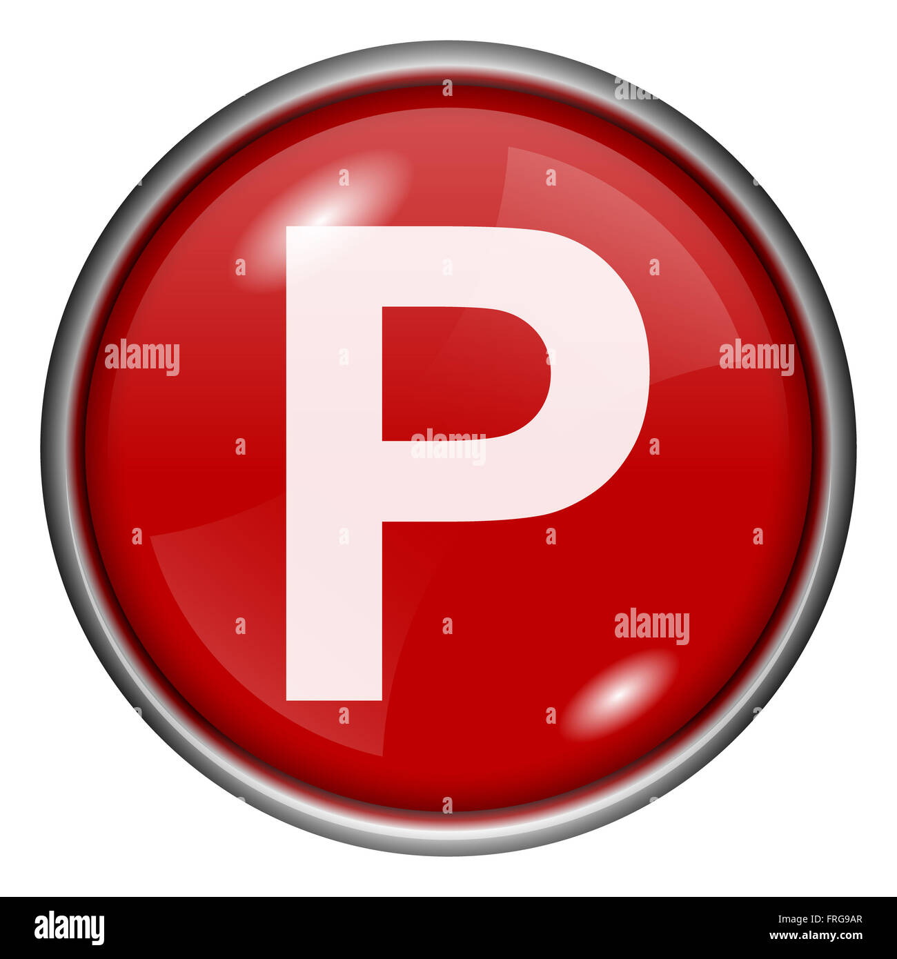 Red round glossy icon with white design on red background Stock Photo ...