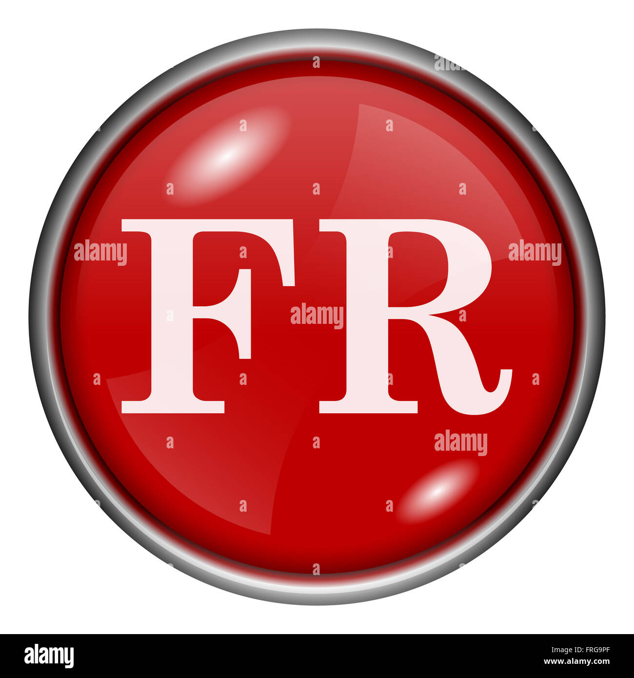 Red round glossy icon with white design on red background Stock Photo ...