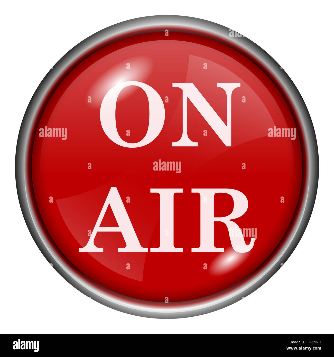 Red round glossy icon with white design on red background Stock Photo ...