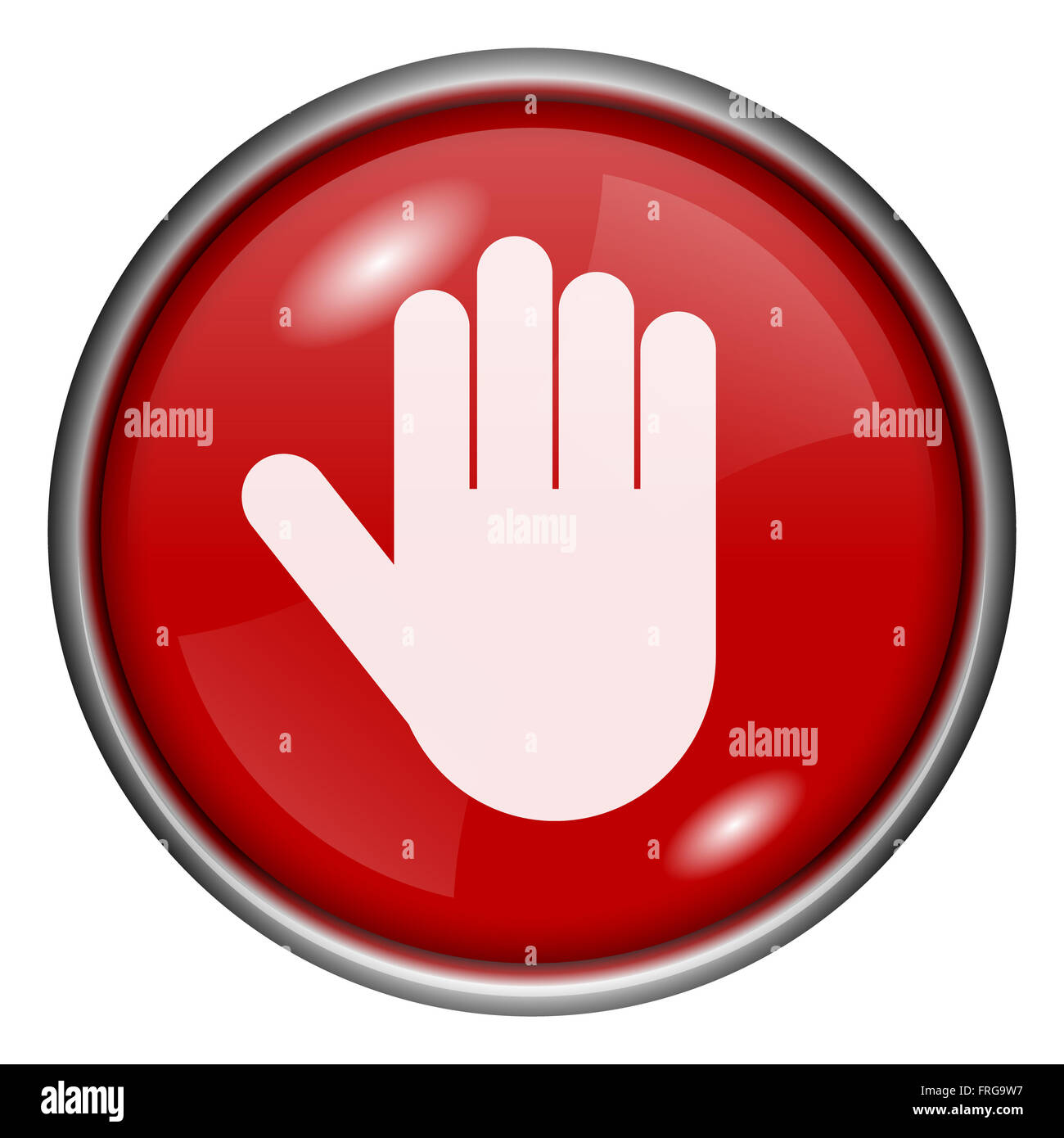 Red round glossy icon with white design on red background Stock Photo ...