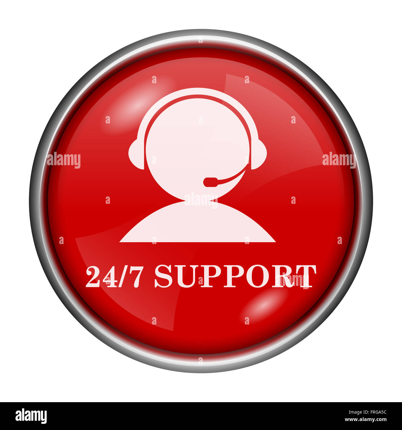 Red round glossy icon with white design on red background Stock Photo ...