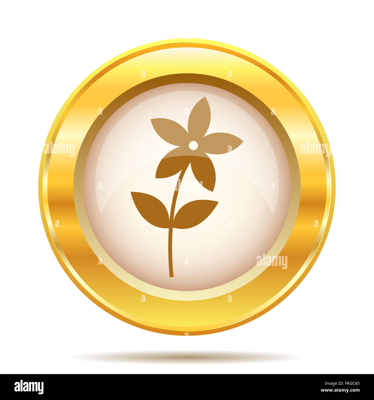 Round glossy icon with brown design on gold background Stock Photo - Alamy
