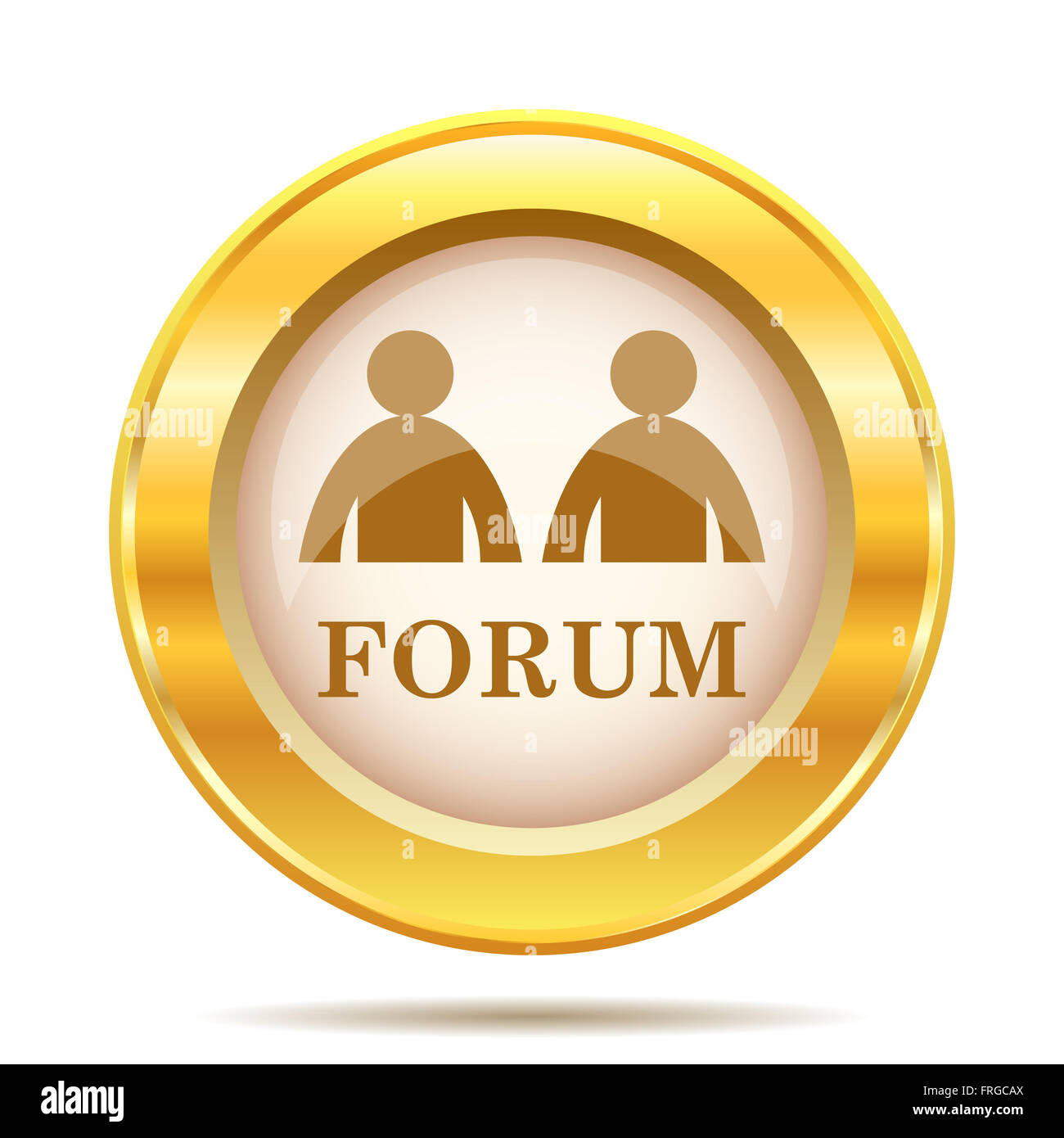 Round glossy icon with brown design on gold background Stock Photo