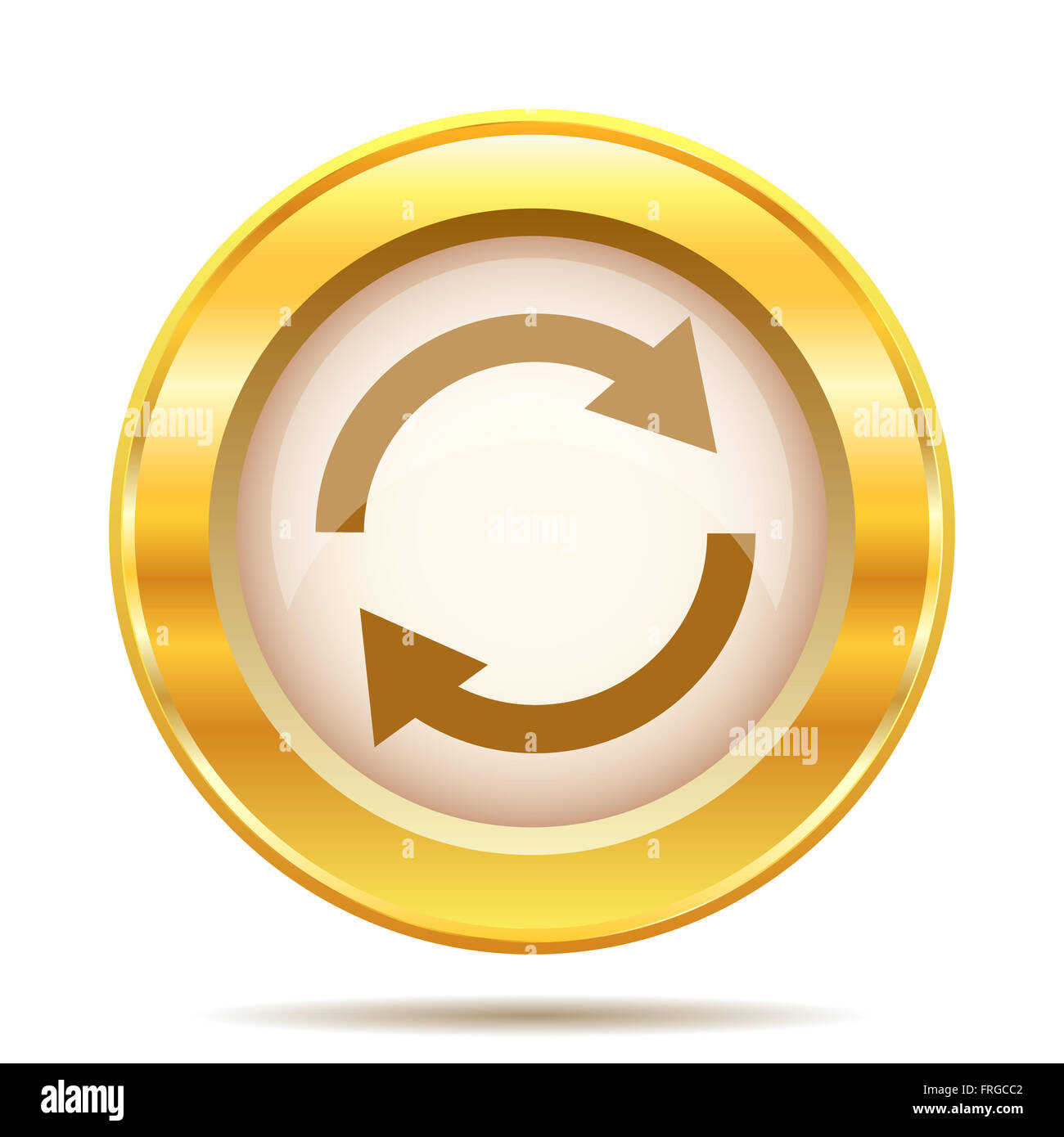 Round glossy icon with brown design on gold background Stock Photo - Alamy