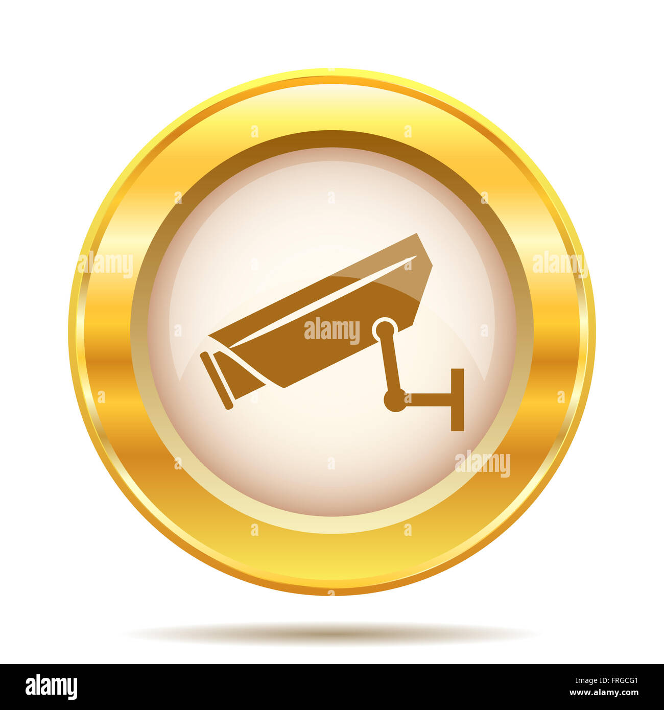 Round glossy icon with brown design on gold background Stock Photo - Alamy