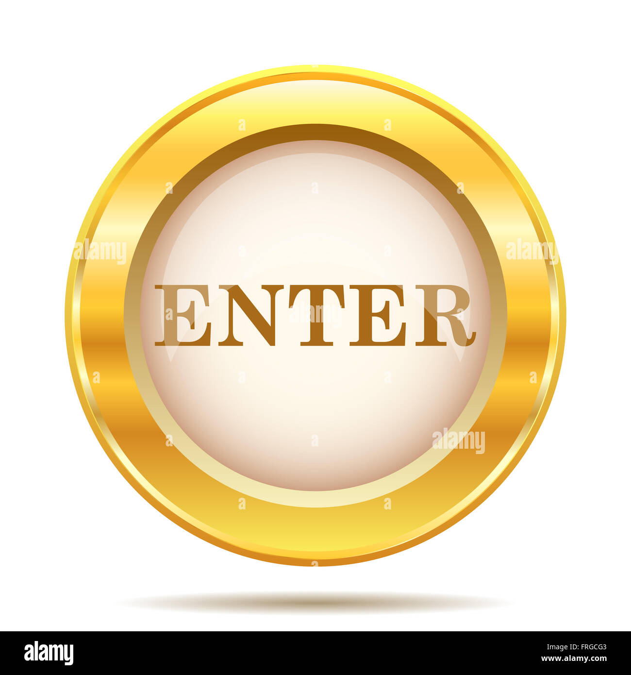 Round glossy icon with brown design on gold background Stock Photo - Alamy