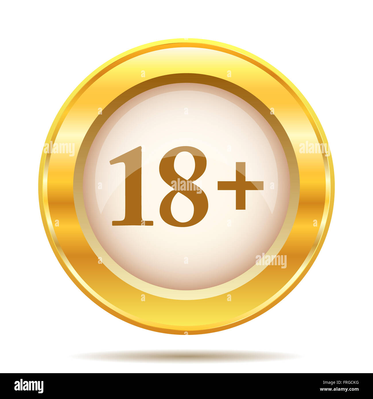 Round glossy icon with brown design on gold background Stock Photo - Alamy