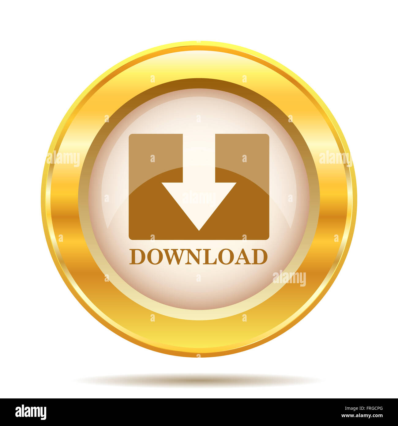 Round glossy icon with brown design on gold background Stock Photo - Alamy