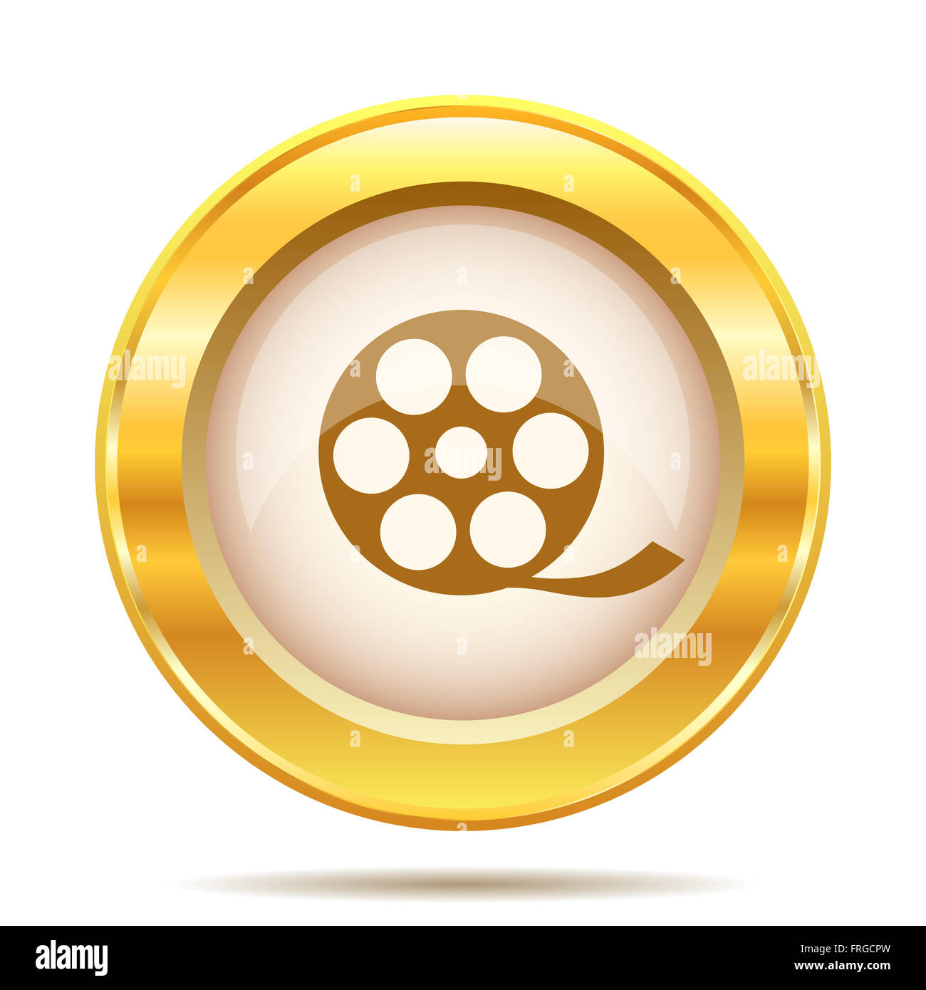 Round glossy icon with brown design on gold background Stock Photo - Alamy