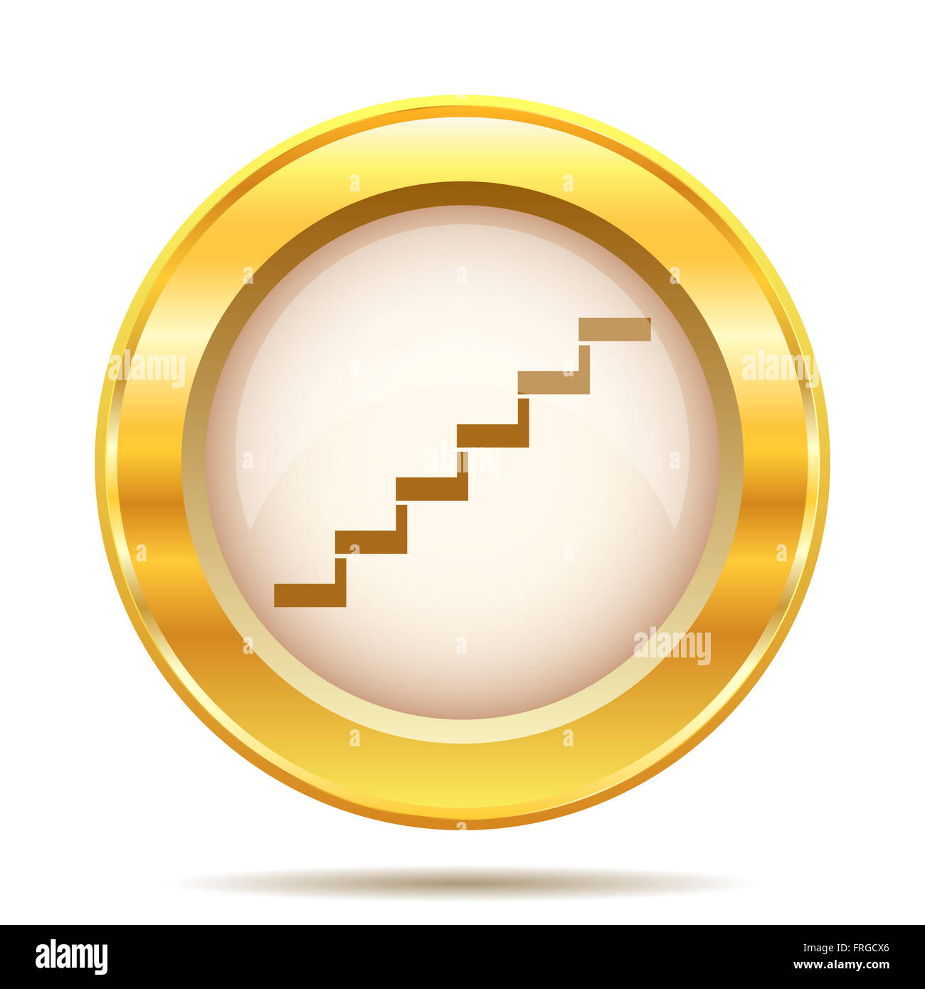 Round glossy icon with brown design on gold background Stock Photo - Alamy