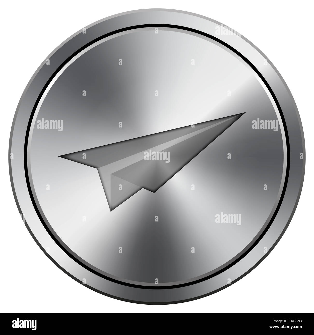 Paper plane icon. Metallic internet button on white background Stock ...
