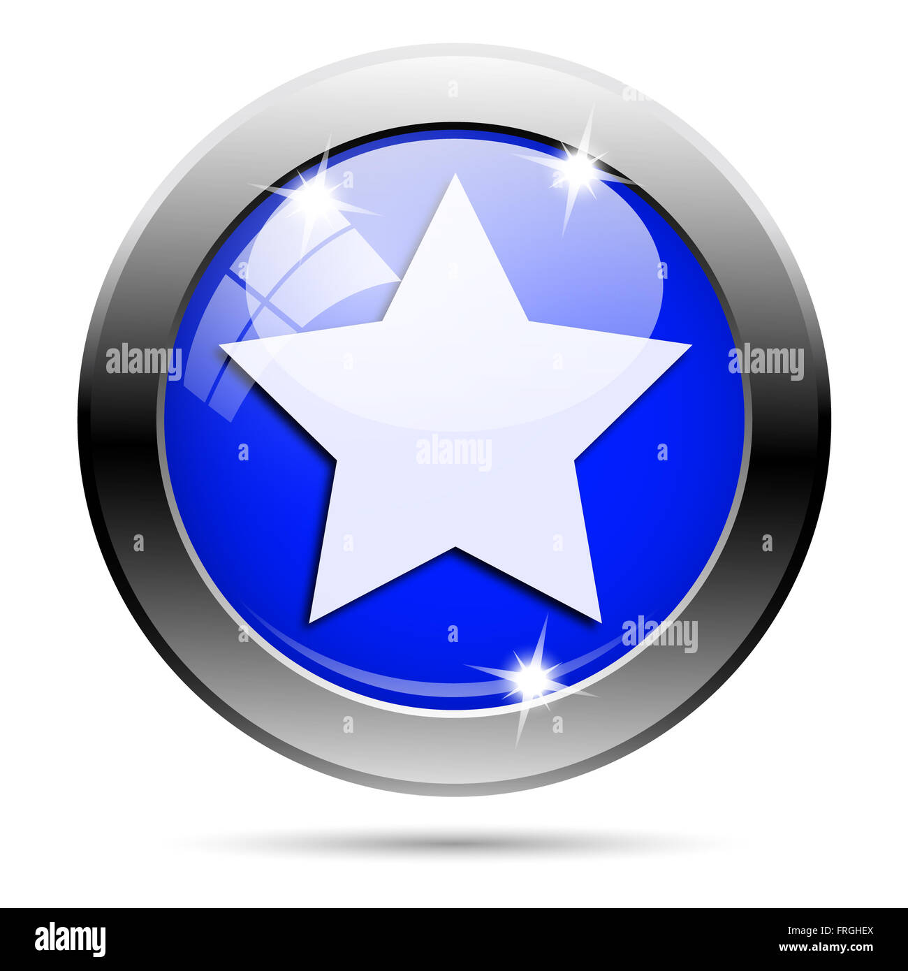 Metallic round glossy icon with white design on blue background Stock ...