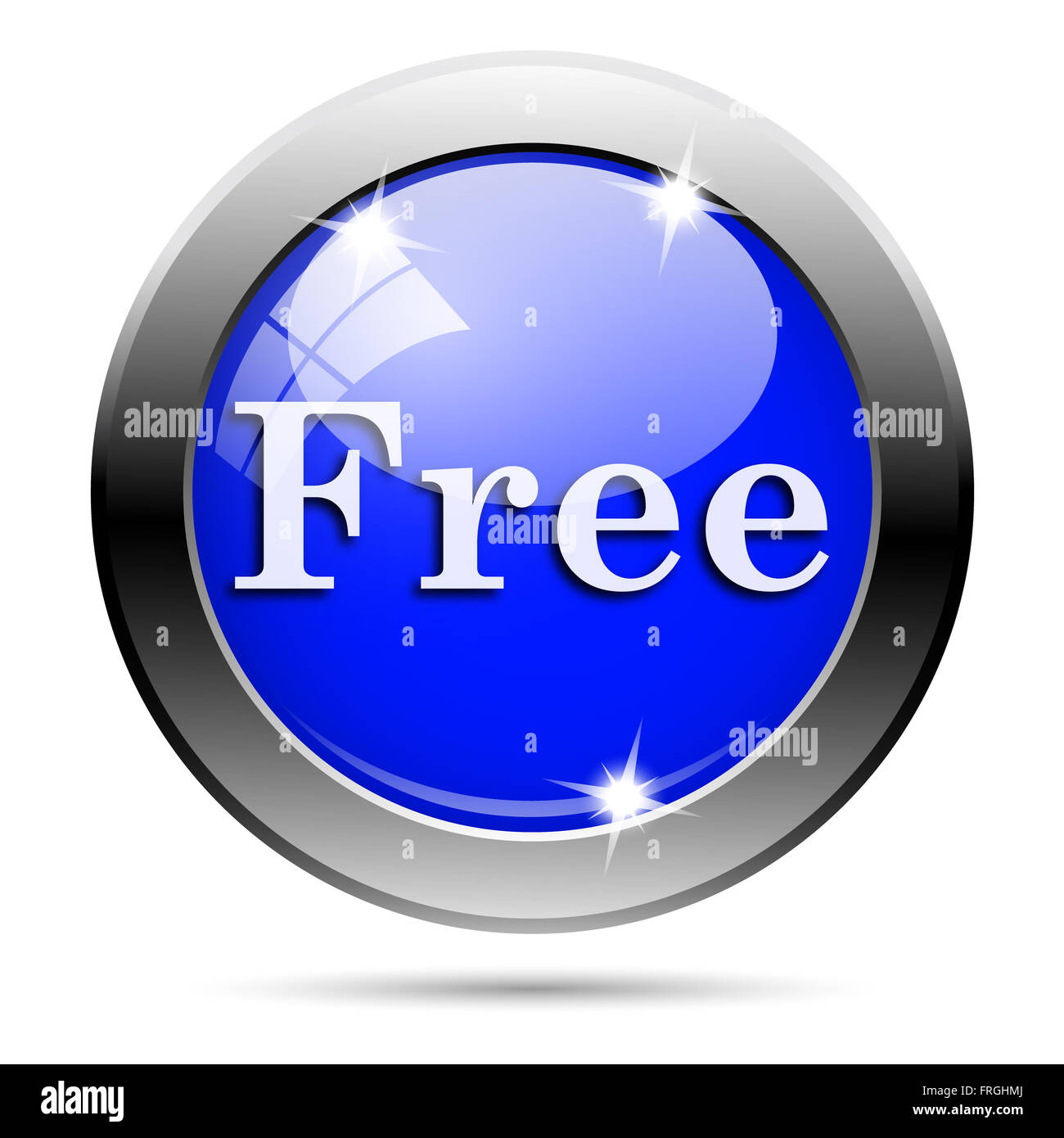 Metallic round glossy icon with white design on blue background Stock ...