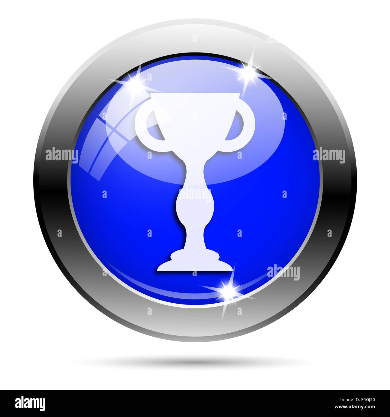 Metallic round glossy icon with white design on blue background Stock ...