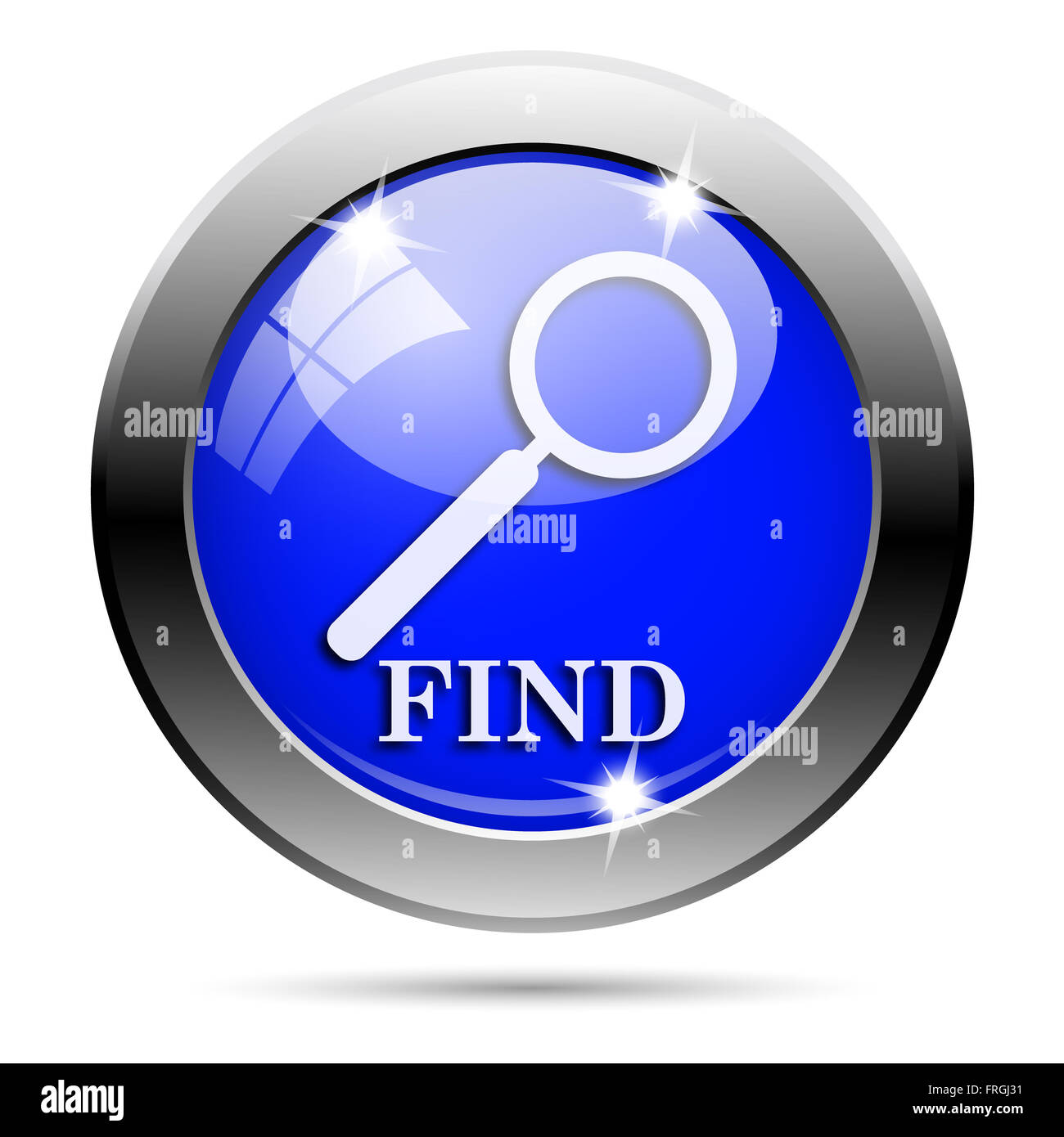 Metallic round glossy icon with white design on blue background Stock ...