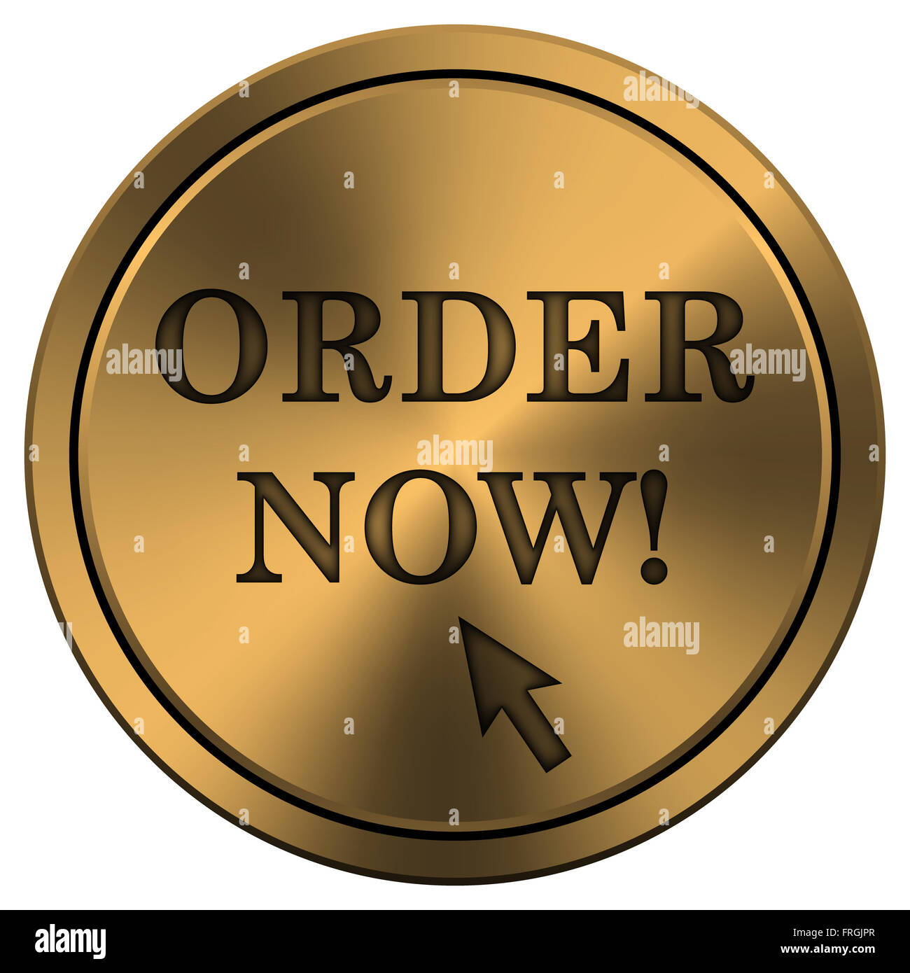 Metallic icon with carved design on copper-colored background Stock ...