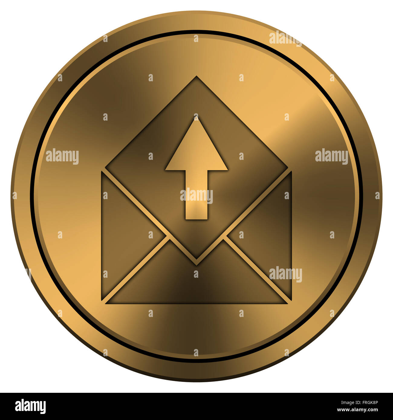 Metallic icon with carved design on copper-colored background Stock ...