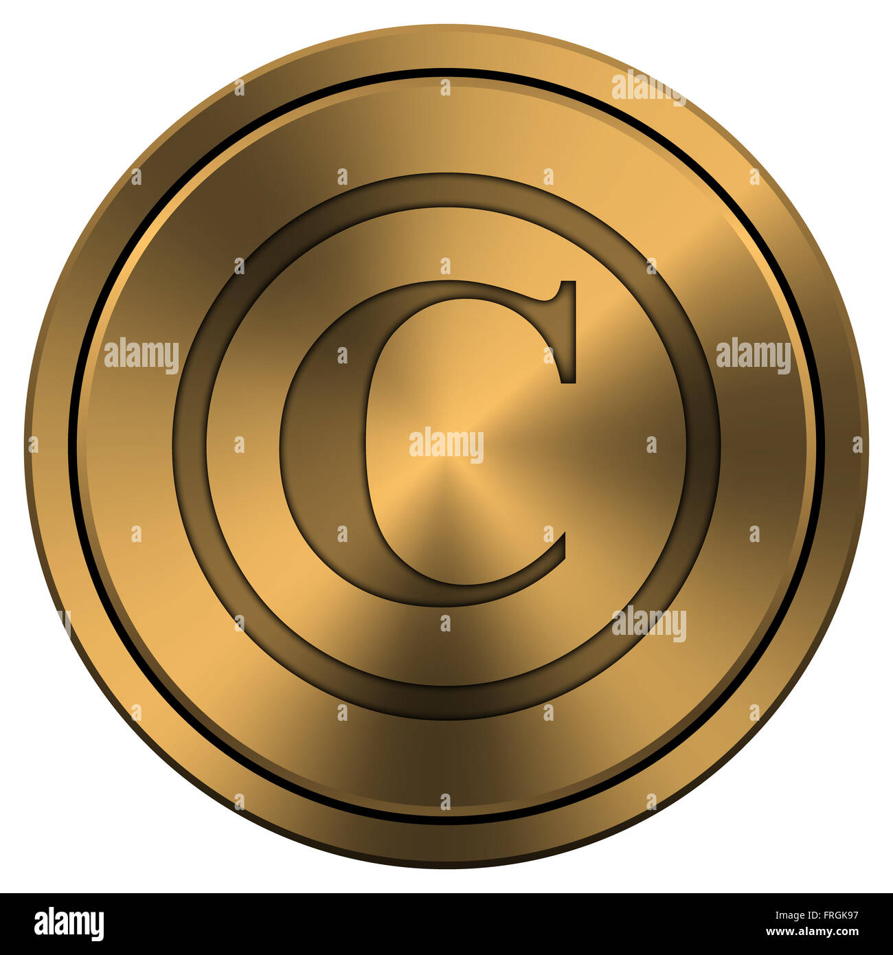 Metallic icon with carved design on copper-colored background Stock ...