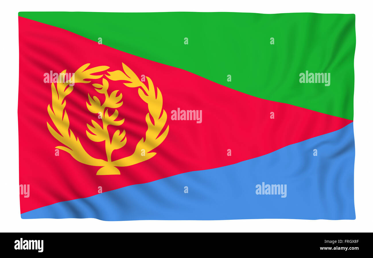 Flag of Eritrea , isolated on white. Stock Photo