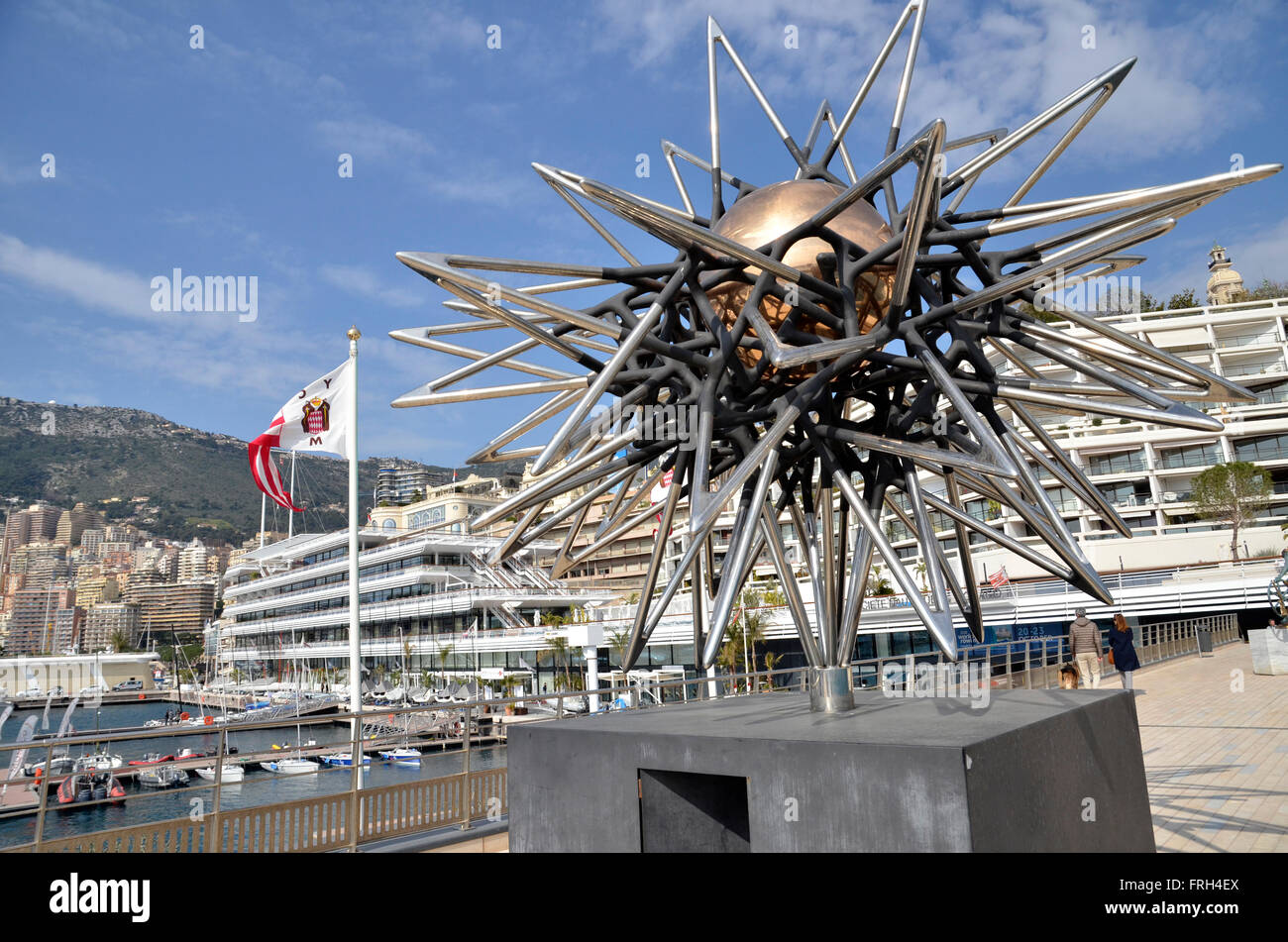 Artwork on the Port Hercules harbour in Monaco, France Stock Photo