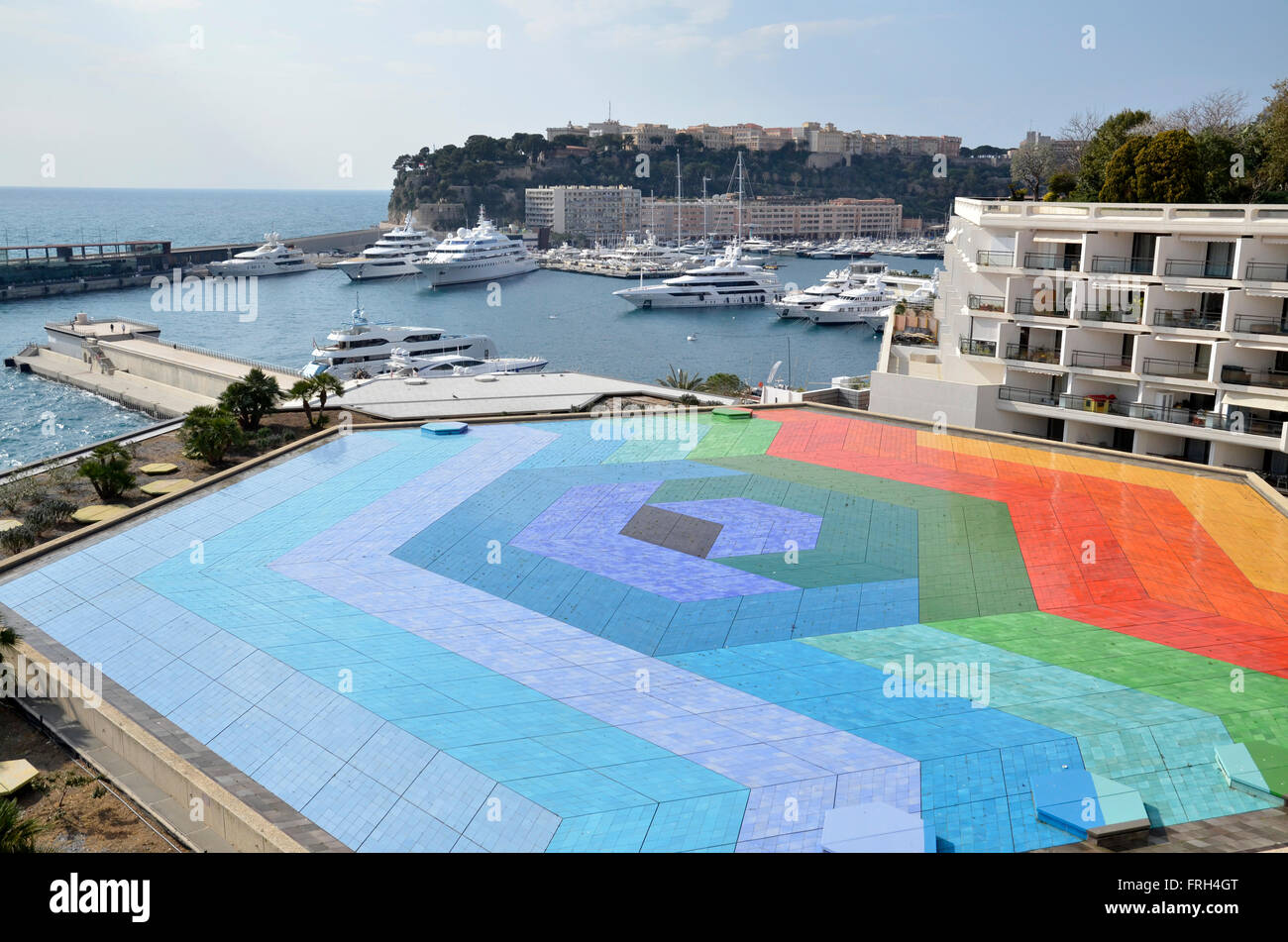 Part of the Fairmont Hotel luxury apartment complex in Monte Carlo, Monaco, with Port Hercules